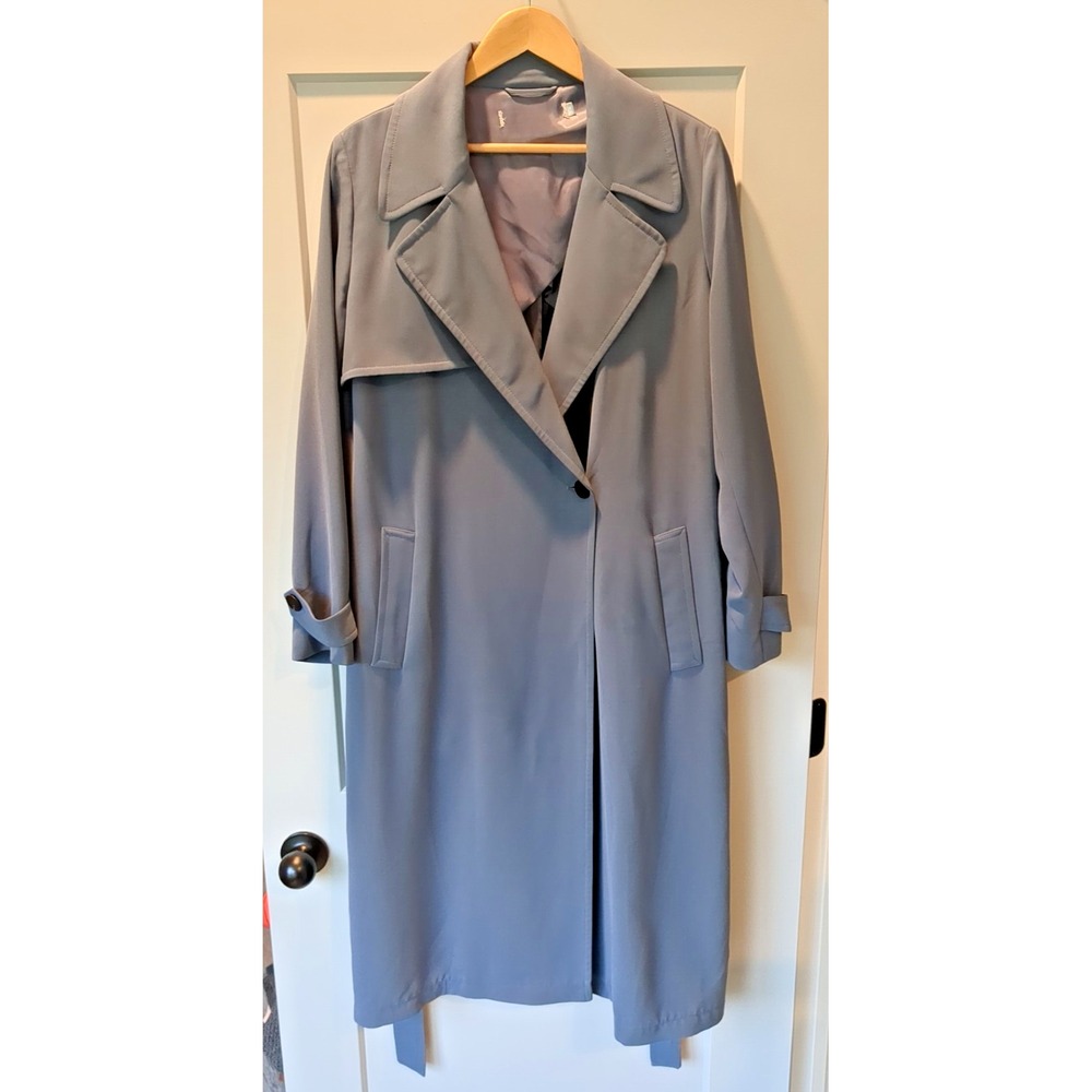Womens P/S Quiet Luxury Designer Belted Double Breasted Modern Trenchcoat (Read)